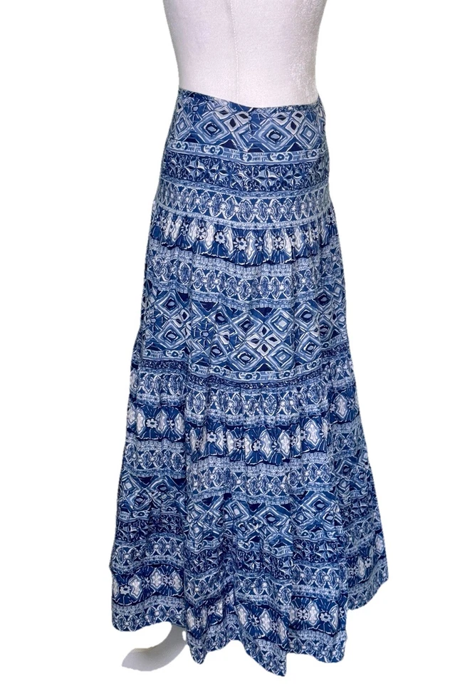 Maxi Falda Campesina Chaps Denim Para Mujer Boho Hippie Gitana En Niveles Cottagecore Talla 6 Foto 3 de 4