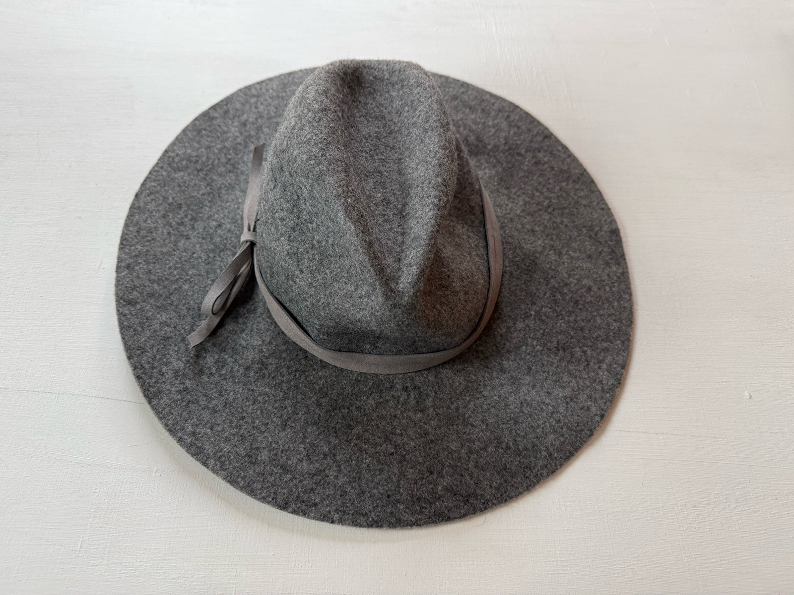 Hat Attack Packable Gray 100% Wool Fedora Wide Br… - image 2