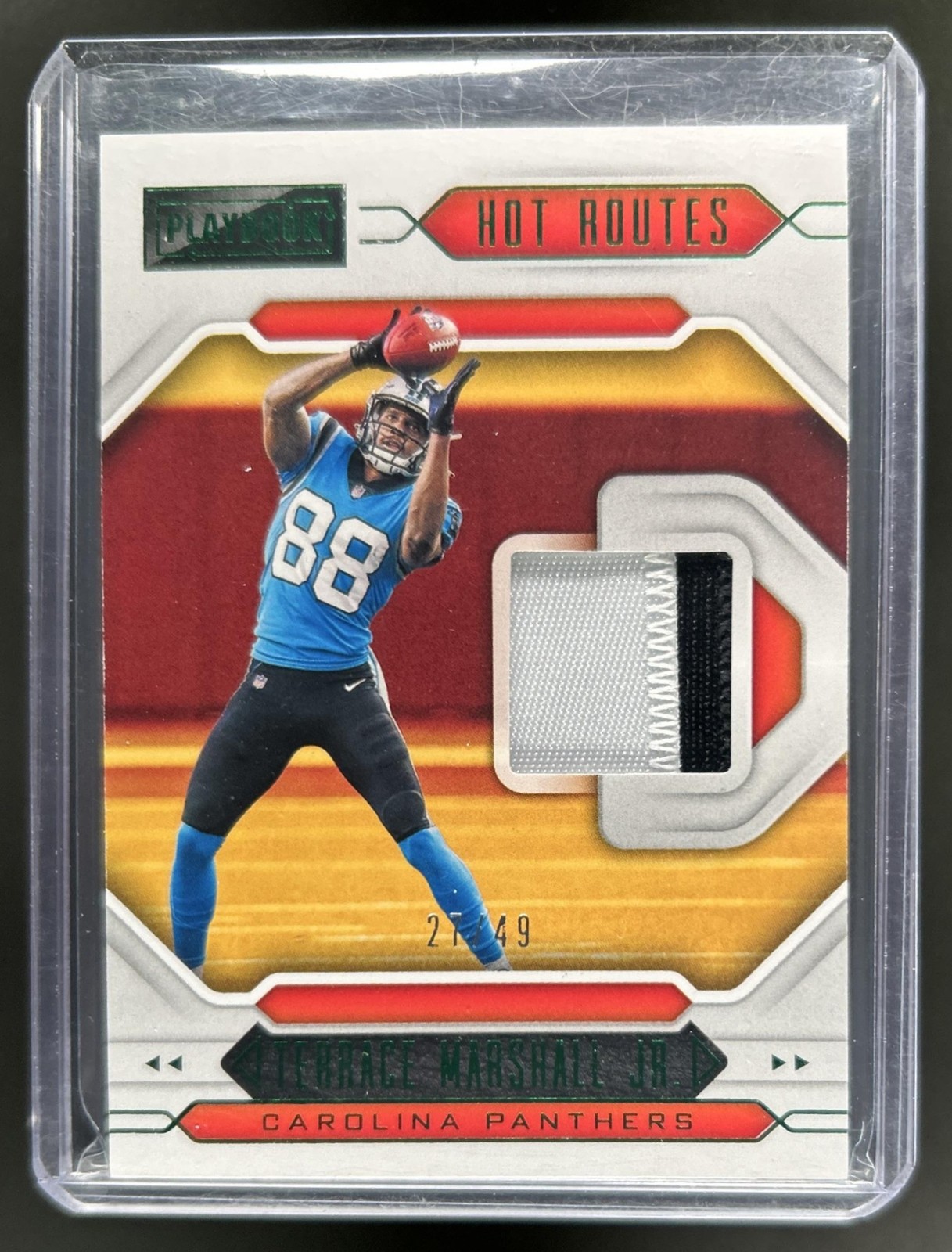 Terrace Marshall Jr. Panini Playbook Hot Routes Relics #HRTMJ Green