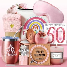 50th Birthday Gifts for Women, Her 50 Years Old Gift Ideas Happy Hamper Pamper