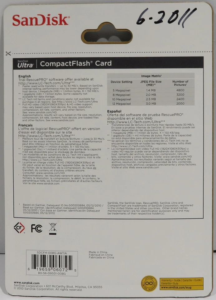 New SanDisk Ultra 8GB CF CompactFlash Memory Card Sealed 30MB/s Camera Storage - Image 3 of 4