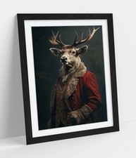 STAG IN ROYAL CLOTHING -FRAMED WALL ART POSTER PAPER PRINT