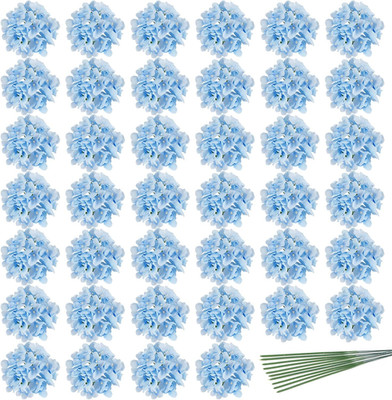 40Pcs Artificial Hydrangea Silk Flower Heads with Stems, Fake Flowers for Weddin