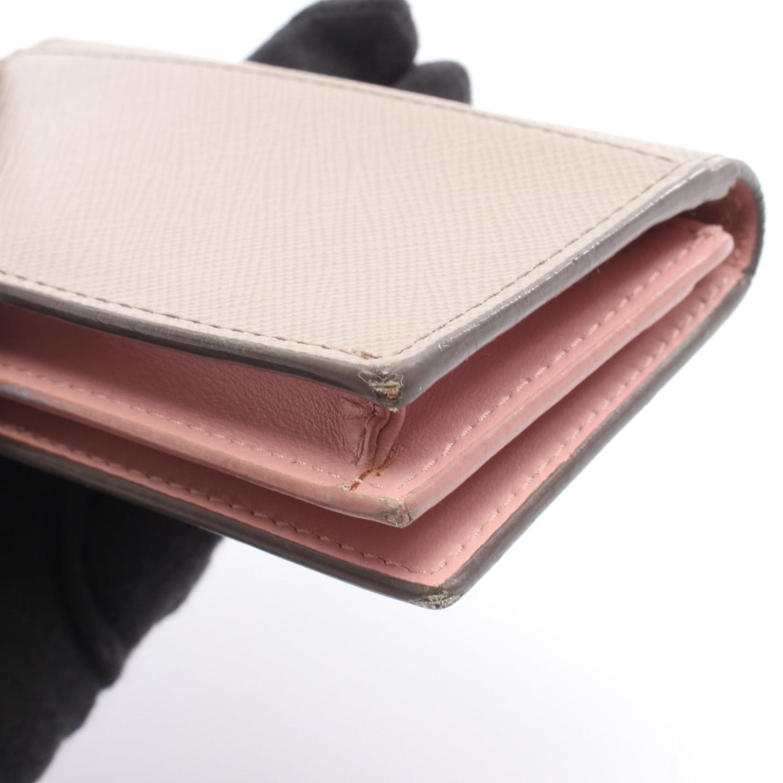 Prada Saffiano Card Case Greige Pink Leather Unisex Accessories thumbnail 6