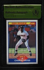 BAS 1989 Score Charlie Hayes #628 Beckett Auth Sticker Auto 3c7