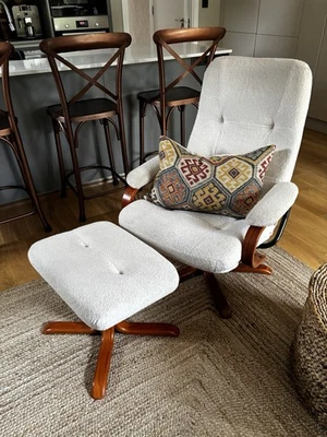Pair Of Restored Vintage Recliners and foot stools - Image 1 of 4