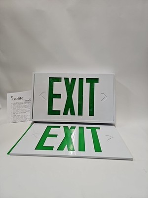 Isolite XL1 LED Exit Sign Green Aluminum LPX-EM Battery Backup NEW Open Box