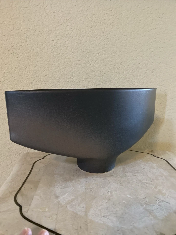 Jarrón Ikebana vintage japonés MCM 2 tonos modernista moderno Foto 4 de 4