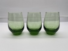 3 Emerald Green Glass Tumblers 3 5/8