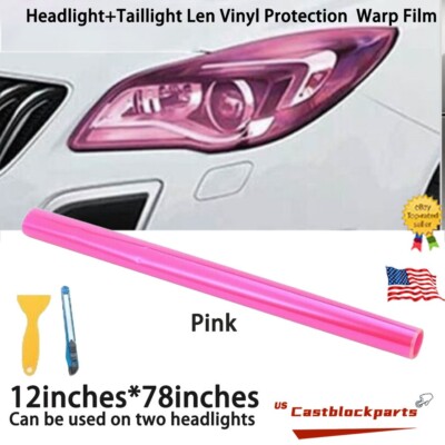 12"x12" Car Headlight Tail Lights Fog Wrap Cover Amber Gloss PVC Film Tint