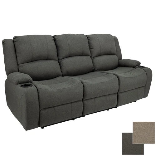 80" Cloth Powered Triple Wall Hugger Sofa Couch RV Furniture with Console Fossil