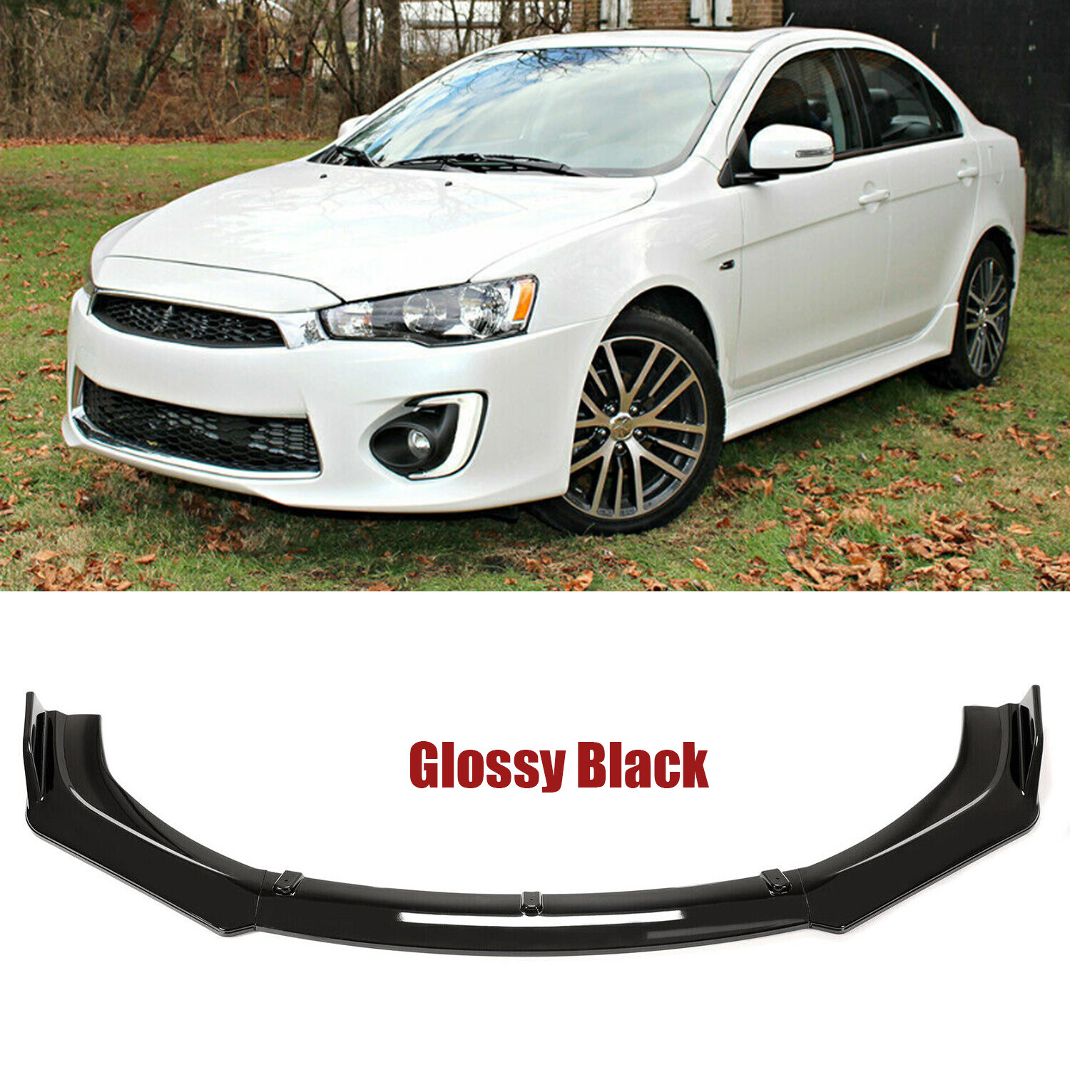 For Mitsubishi Lancer Front Bumper Lip Body Kit Spoiler Splitter Glossy Black
