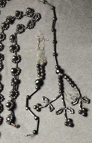 Antique Victorian Jet Bead Faceted Beads Bohemian or French? Lot of 3 Strands - Picture 5 of 8
