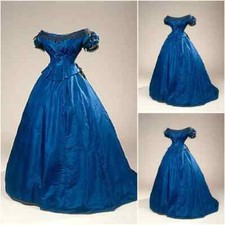 18 Century Civil War Southern Belle Gown evening Dress Victorian blue dresses