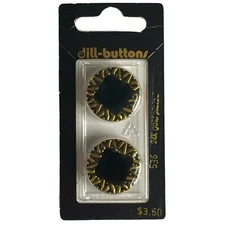 Buttons Black and 24K Gold Plated Edge Shank 2-Pack 7/8" 23MM Dill 536 Germany
