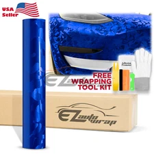 Gloss Camouflage Shadow Camo Royal Blue Car Vinyl Wrap Sticker Decal Film Sheet