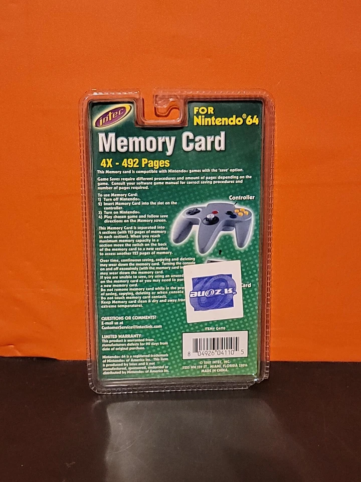 Vintage Intec Memory Card for Nintendo 64 ~ Sealed Blister Pack Brand New - Image 2 of 2