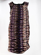 Taylor Dress Womens 8 Multicolor Sleeveless Zip Ruched Zipper Cocktail
