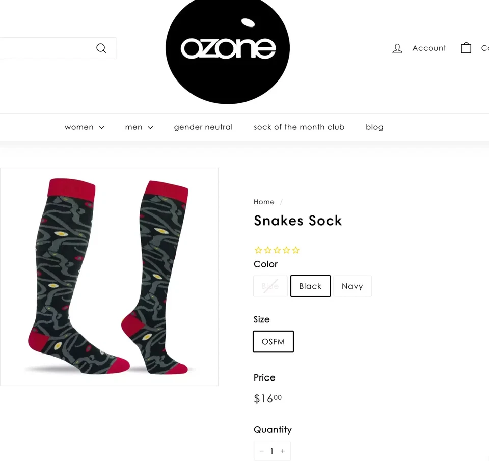 Ozone Black Snakes Socks – One Size Fits Most - Image 4 of 4