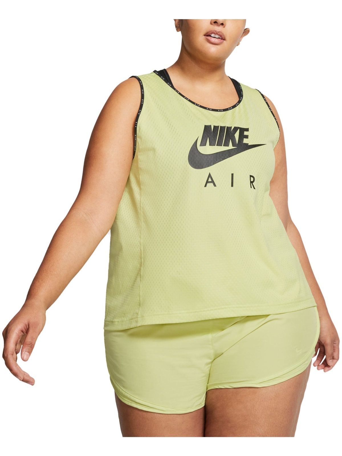 Женская зеленая эластичная влагоотталкивающая майка NIKE с текстурой Active Wear Tank Top Plus 1X