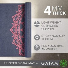 NIB Gaiam Print Yoga Mat, Non Slip Exercise  Fitness Mat for All Types of Yoga