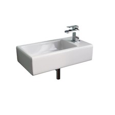 Renson Bathroom Modern Cloakroom Wash Wall Hung Ceramic Right Hand Basin Sink