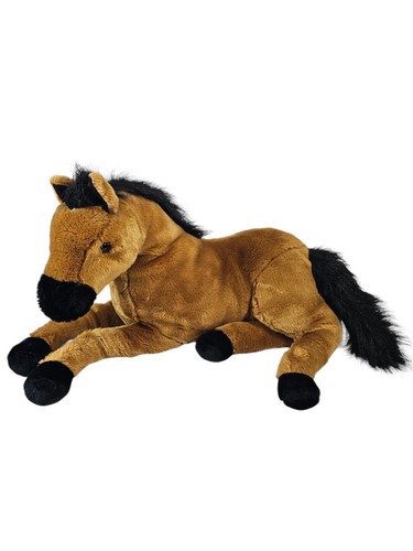 Large Horse Plush Laying 25" Brown Stallion Filly Foal Bay Equestrian