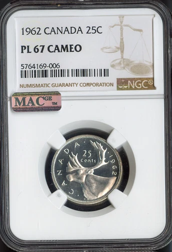 1962 Canada 25 Cents Silver 25C NGC PL67 Cameo MAC Quality