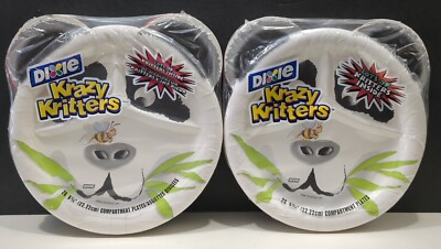 Lot 2 Dixie Animal Zoo Pandas Krazy Kritters 9'' Plates 28 Ct Kids Parties