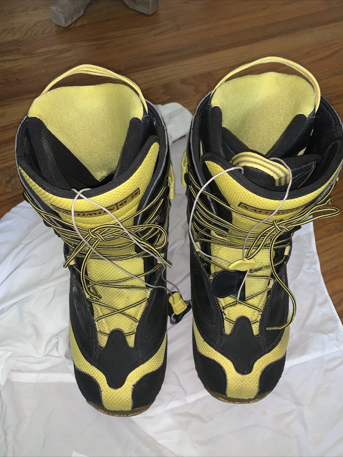 SALOMON Stivali da snowboard 3D Salom Synapse su misura taglia 12 5 neri e gialli