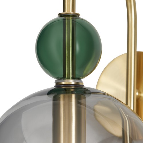 Visconte Vietri Wall Light 1 Arm with Smoke Tinted Glass Shade - Satin Brass - Picture 8 of 8