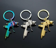 3 Pack - Spray Paint Gun Key Chain Ring Pendant Keychain - Rainbow Silver & Gold