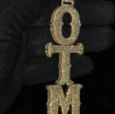 Mens 2.48 ct Pass Tester Real Moissanite Vertical Style Name Pendant 925 Silver