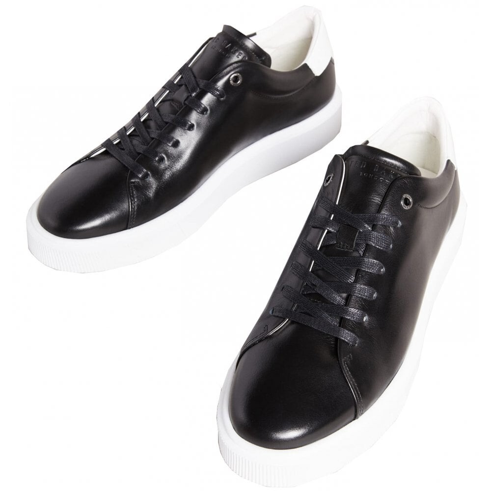 Ted Baker Men's Black Breyon Leather Trainers, Size UK 9, UK 10