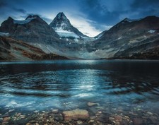 Landscape mountains lake forest fall snowy peak water Custom Gaming Mat Desk