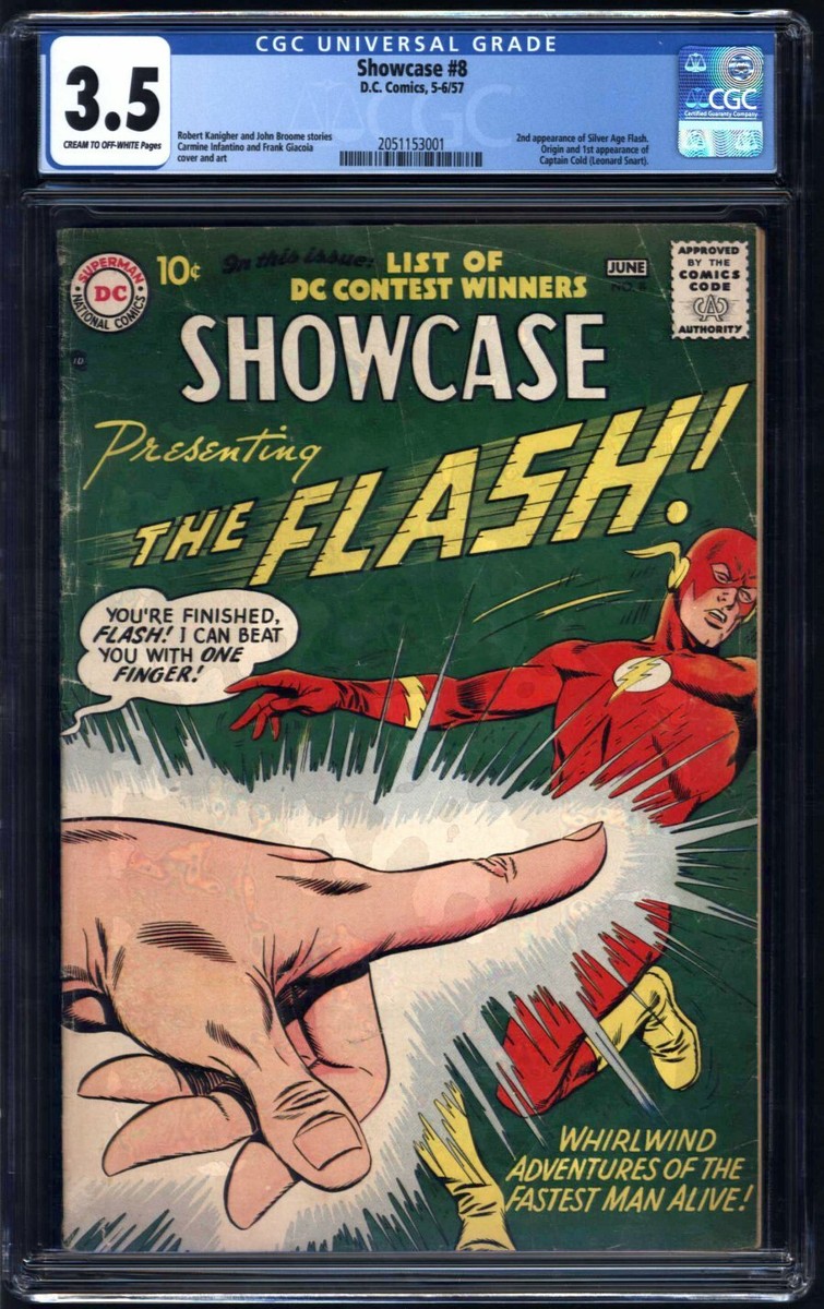 Showcase #8 CGC 3.5 DC 1957 1st Captain Cold! 2nd Flash! L8 213 cm