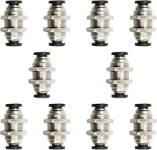 Jienk 10Pcs Bulkhead Union 1/4" X 1/4" Tube OD Push to Connect Tube Fitting