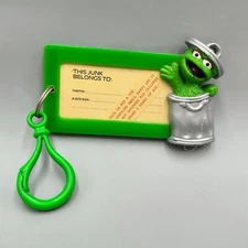 Oscar Grouch Clip On Identification w Paper Insert Applause Sesame Street Junk