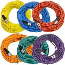 6 Pack of Multi-Color 100 Ft XLR Microphone Cables Mic Cords