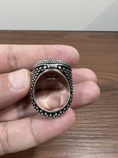 Natural Yemeni Agate Sterling Silver 990 Men Ring 31 grams