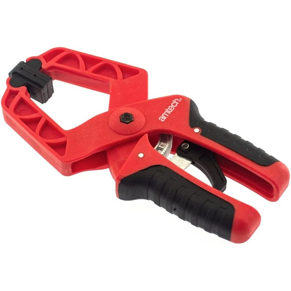 Amtech 22.9cm Ratsche Federbügel 75mm Kiefer Griff Clip mit Weichem – Black/Red - Bild 2 von 4