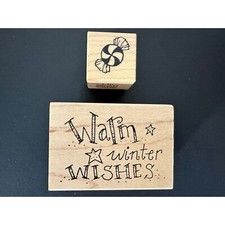Lot of 2 Rubber Stamps Winter Vintage NEW