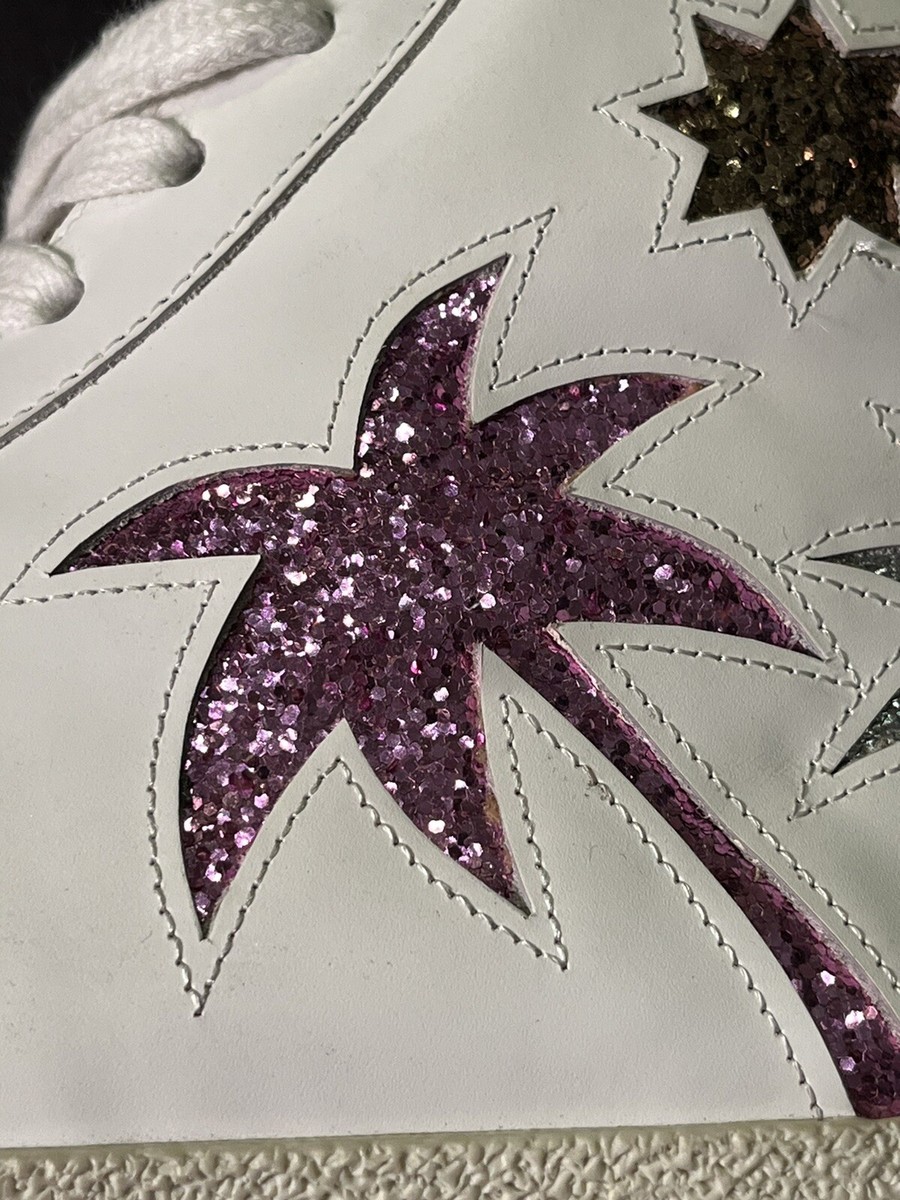 SAINT LAURENT GLITTER PALM TREE SNEAKERS SHOES WOMENS SIZE