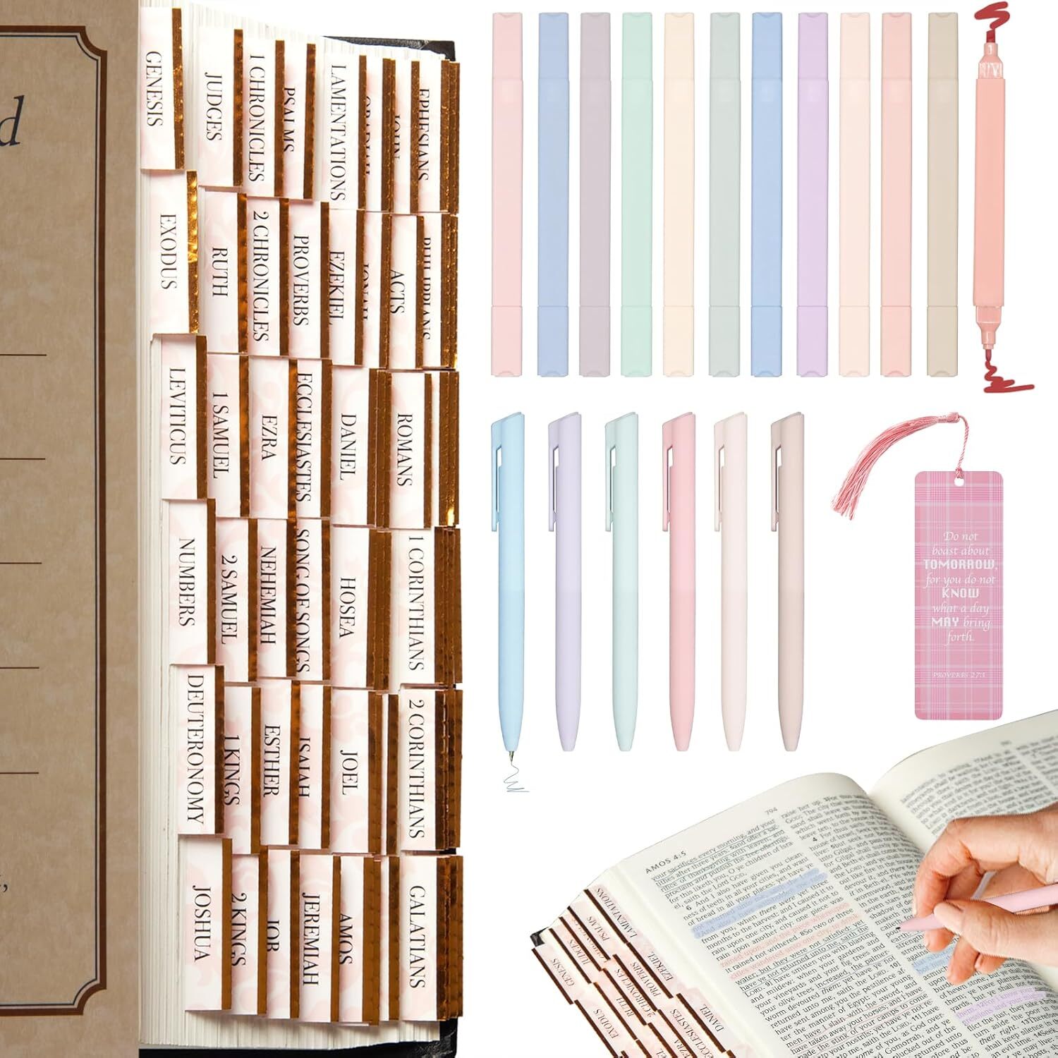 12 No Bleed Bible Highlighters and 6 Smooth 1 Count (Pack of 96), Multicolor-image