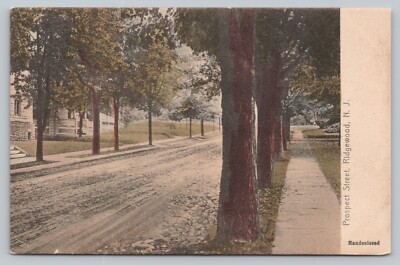 Postcard NJ Ridgewood Prospect Street Residential Hand Colored Pub E W Cobb K4