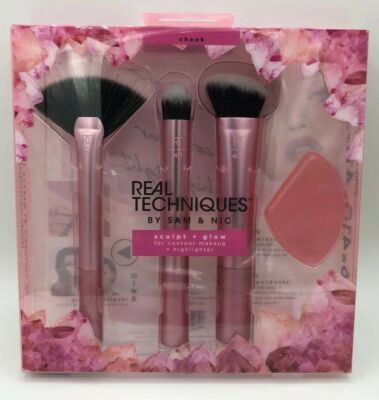REAL TECHNIQUES Sculpt + Glow + Highlighter Set by Sam & Nic Pinsel-Set 4-tlg