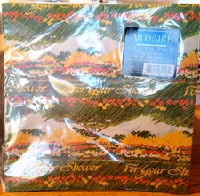 Vintage Artfaire Gift Wrap Wrapping Paper Shower NOS Green Yellow Orange