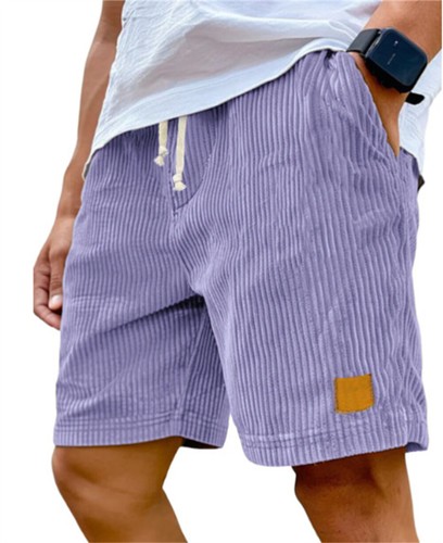 Pantaloncini corti uomo casual in velluto a coste con coulisse leggeri estivi da spiaggia - Foto 18 di 36