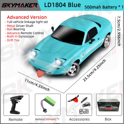 LDRC LD1804 1/18 RC Drift Car MX5 2.4Ghz RWD with ESP Gyroscope On-Road LED Ligh