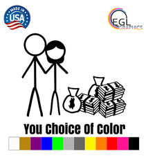 Stick Figure Couple Money Decal Sticker Family Funny Jdm Offroad Kids Parents